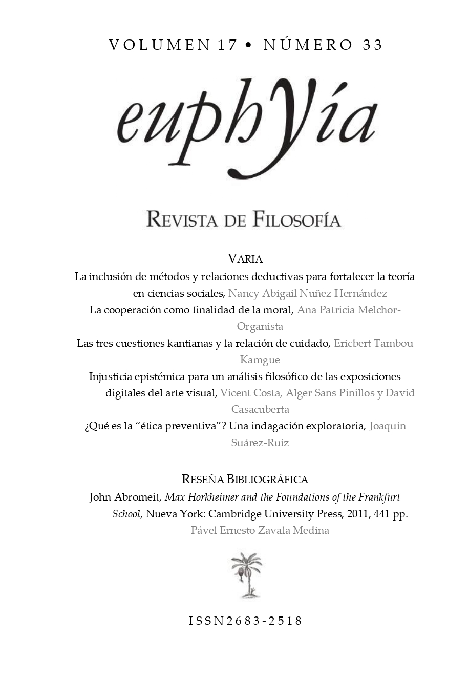 Euphyía Portada Vol. 17 Núm. 33