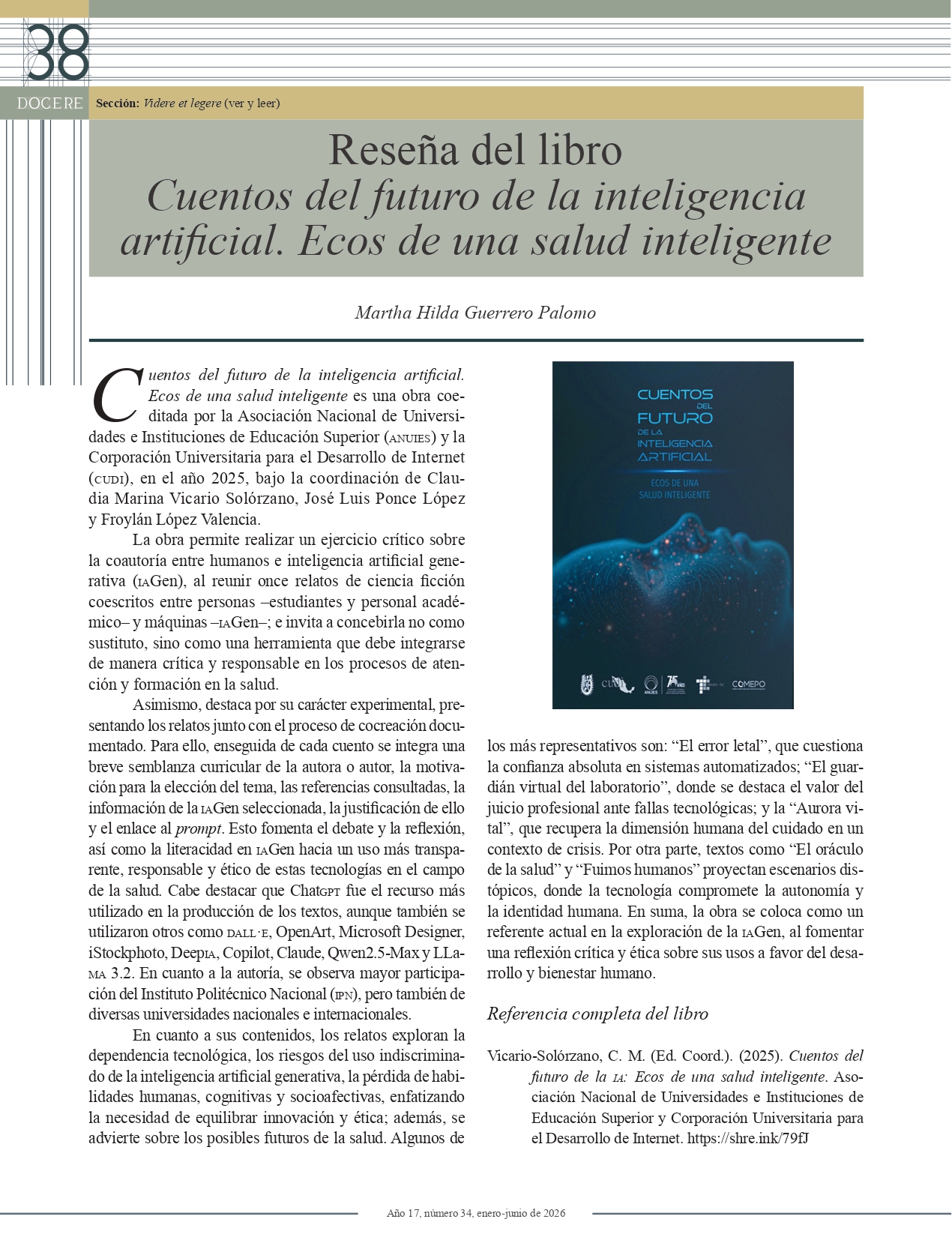 Portada de la reseña del libro: Cuentos del futuro de la inteligencia artificial. Ecos de una salud inteligente