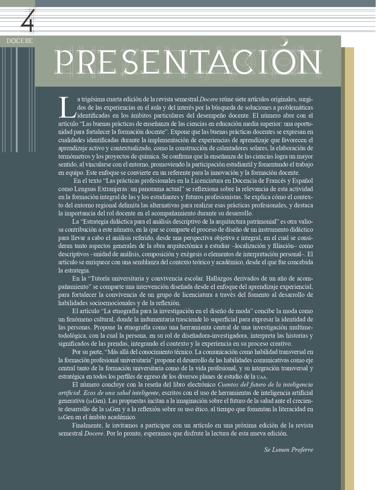 Página de presentación de la revista